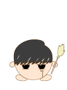 A Kirby style drawing of Mash from Mashle